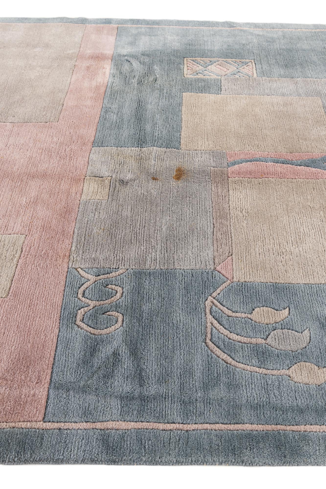 6' 7 x 8' 4 Hand Knotted Tibet Wool Rug