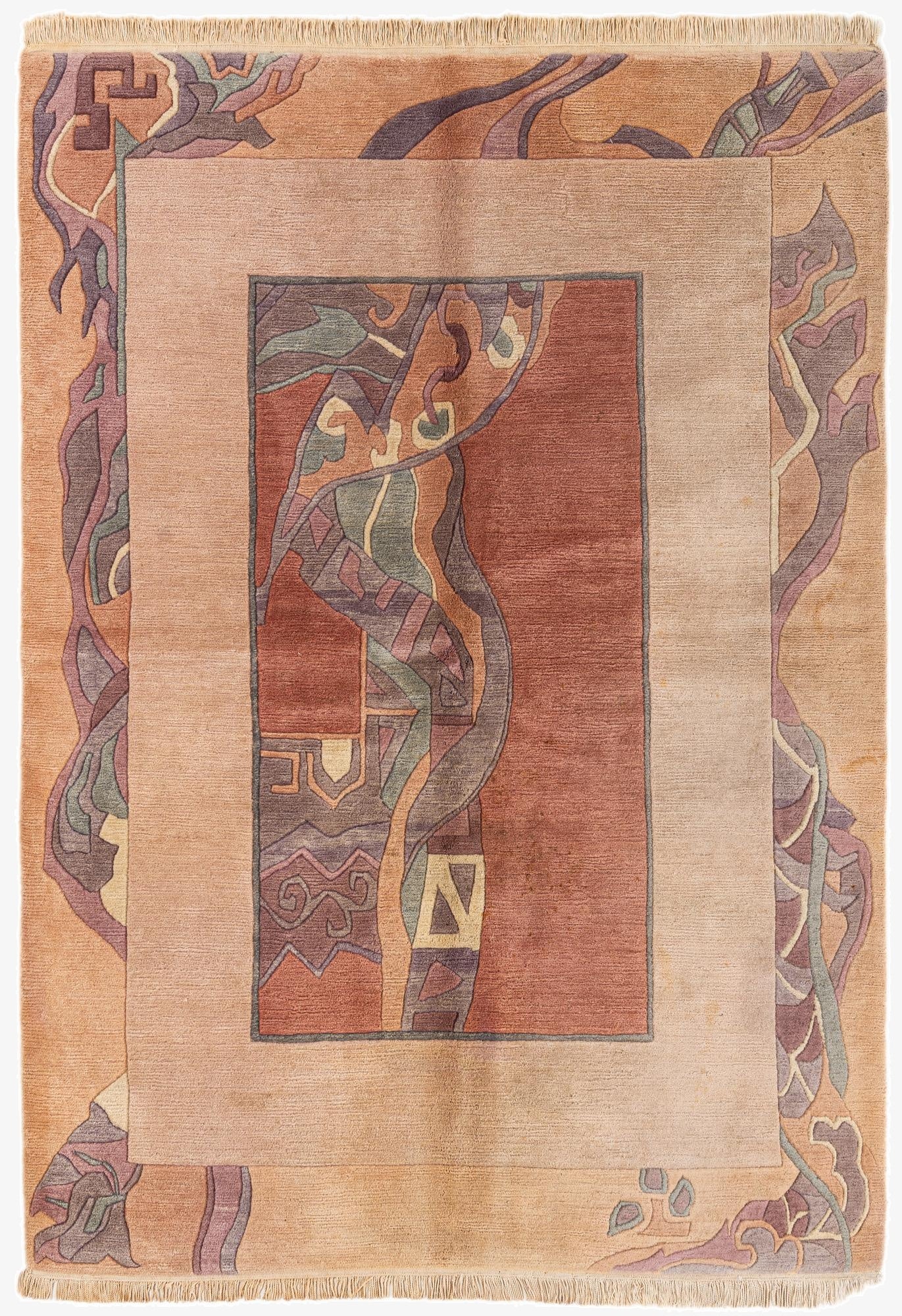 5' 9 x 8'  Hand Knotted Tibet Wool Rug