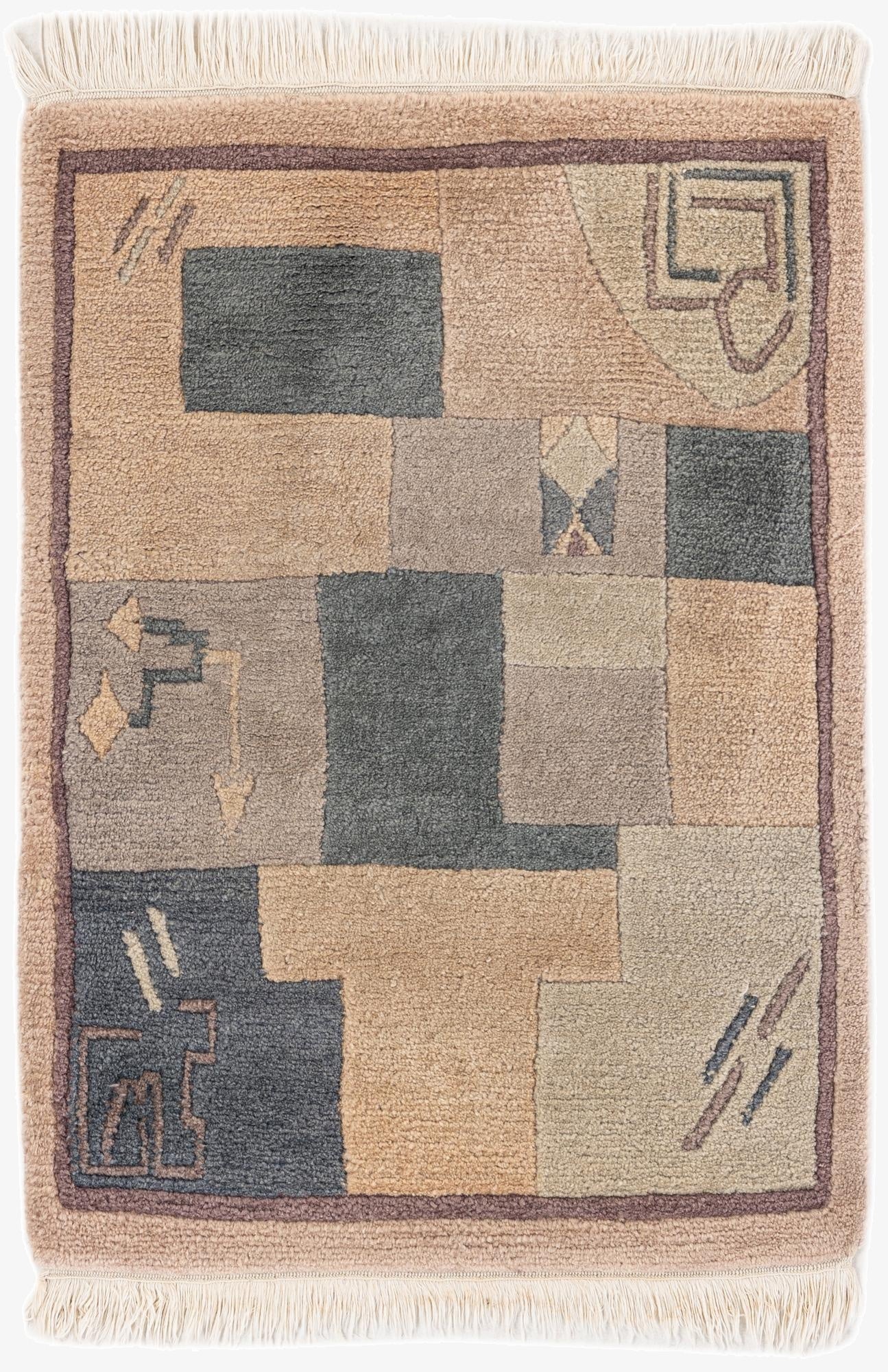 2' 3 x 3' 2  Hand Knotted Tibet Wool Rug