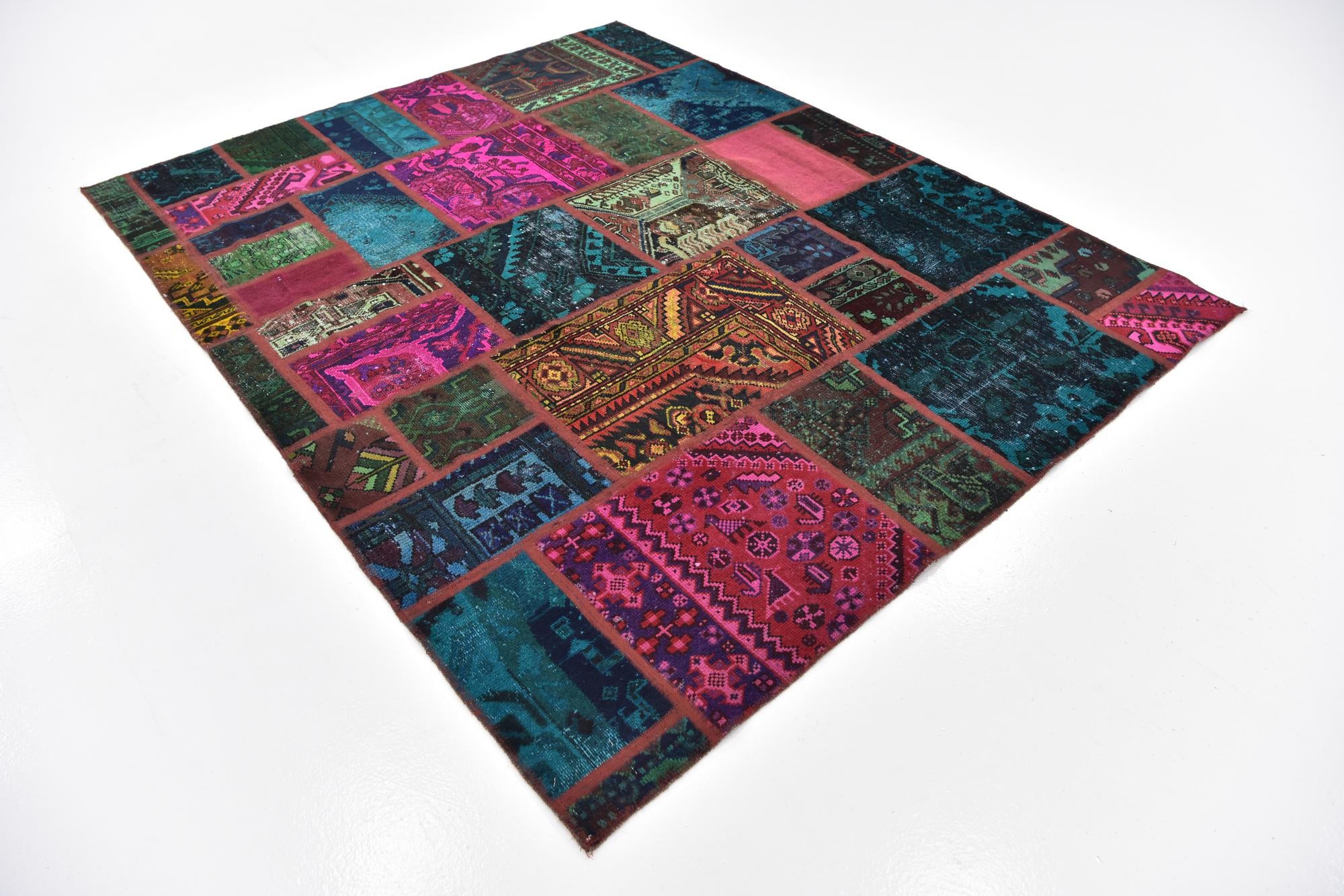 185cm x 225cm anudado a mano Ultra Vintage Alfombra Persa Lana