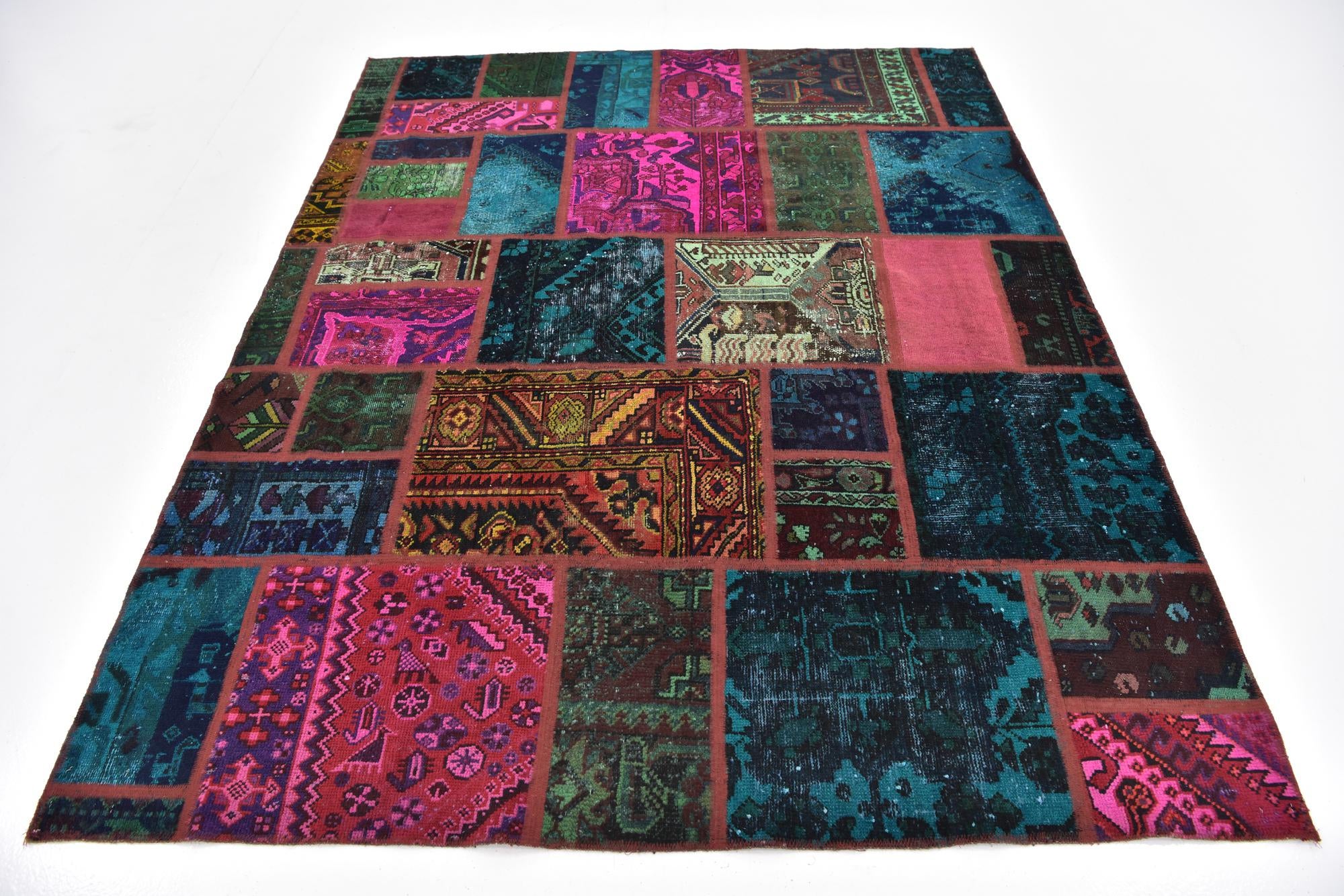 185cm x 225cm anudado a mano Ultra Vintage Alfombra Persa Lana