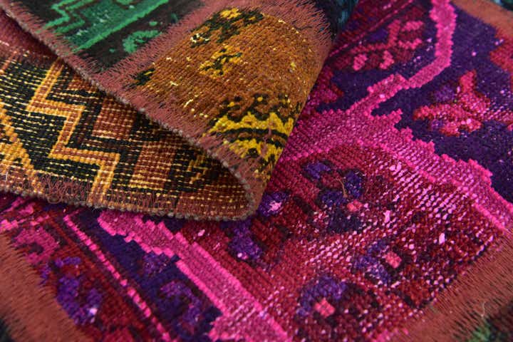 185cm x 225cm anudado a mano Ultra Vintage Alfombra Persa Lana