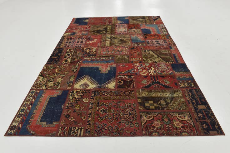 Detail image of 6' 4 x 9' 8 Hand Knotted Ultra Vintage Persian Wool Rug
