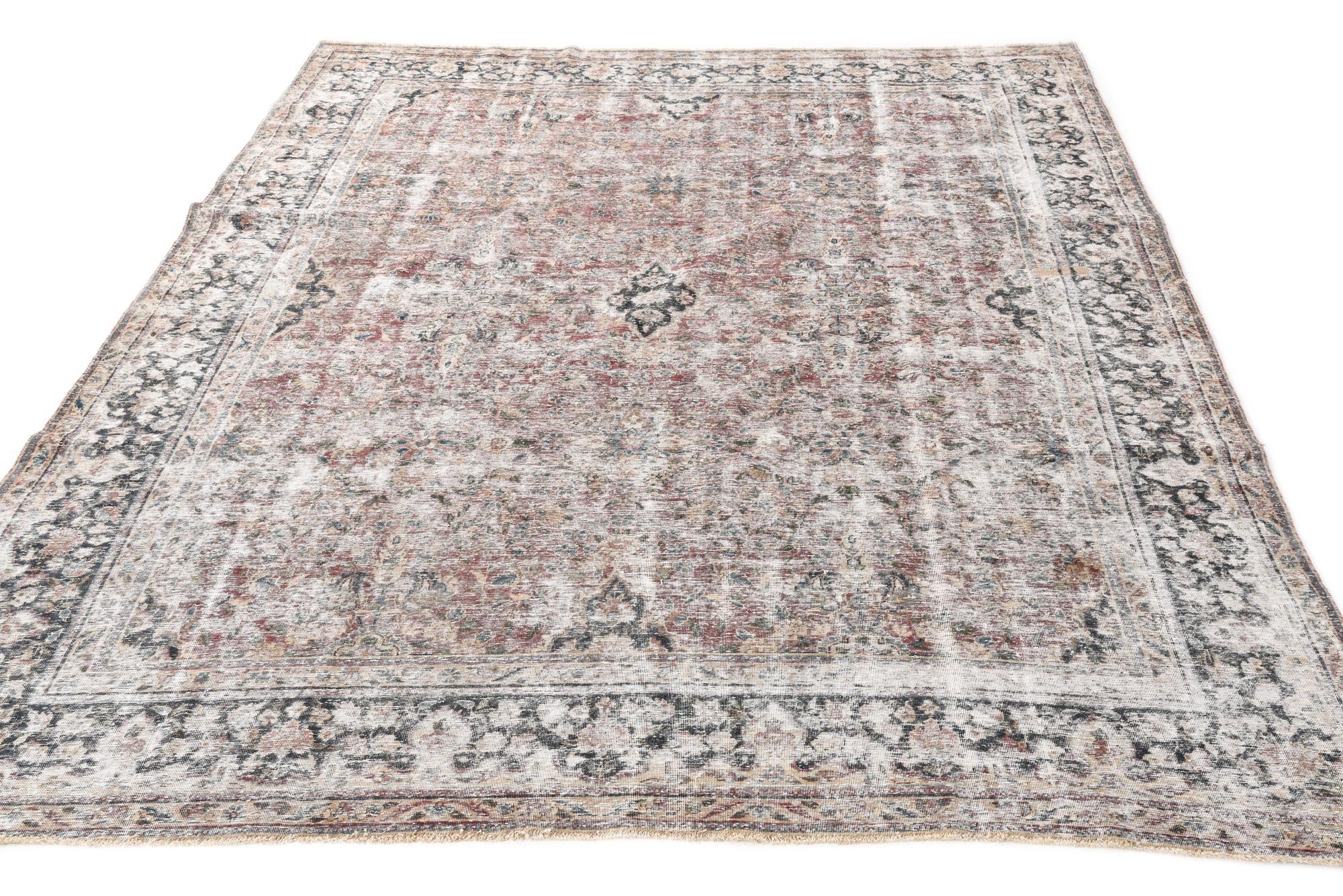 9' 3 x 12' 7 Hand Knotted Ultra Vintage Persian Wool Rug