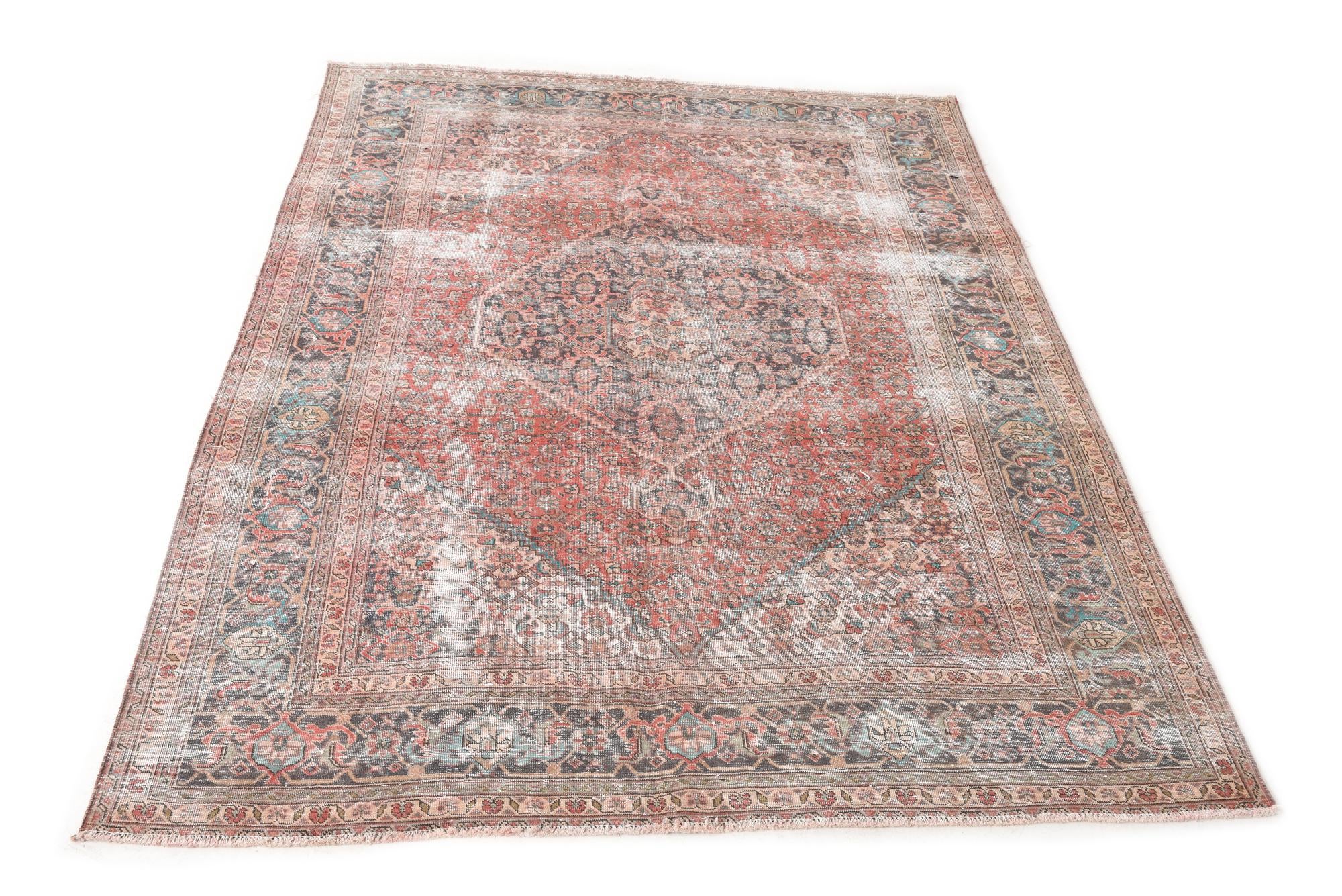 6' 8 x 9' 3 Hand Knotted Ultra Vintage Persian Wool Rug