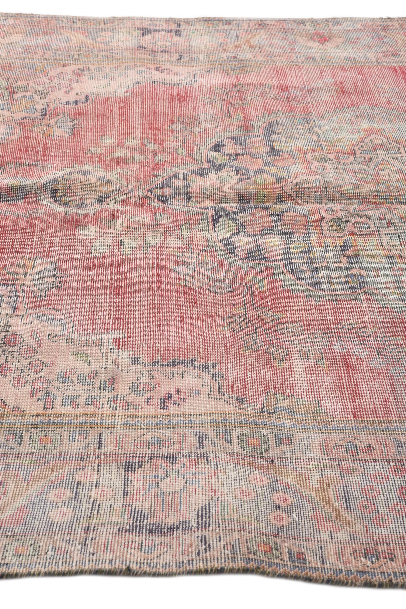 6' 7 x 9' 5 Hand Knotted Ultra Vintage Persian Wool Rug