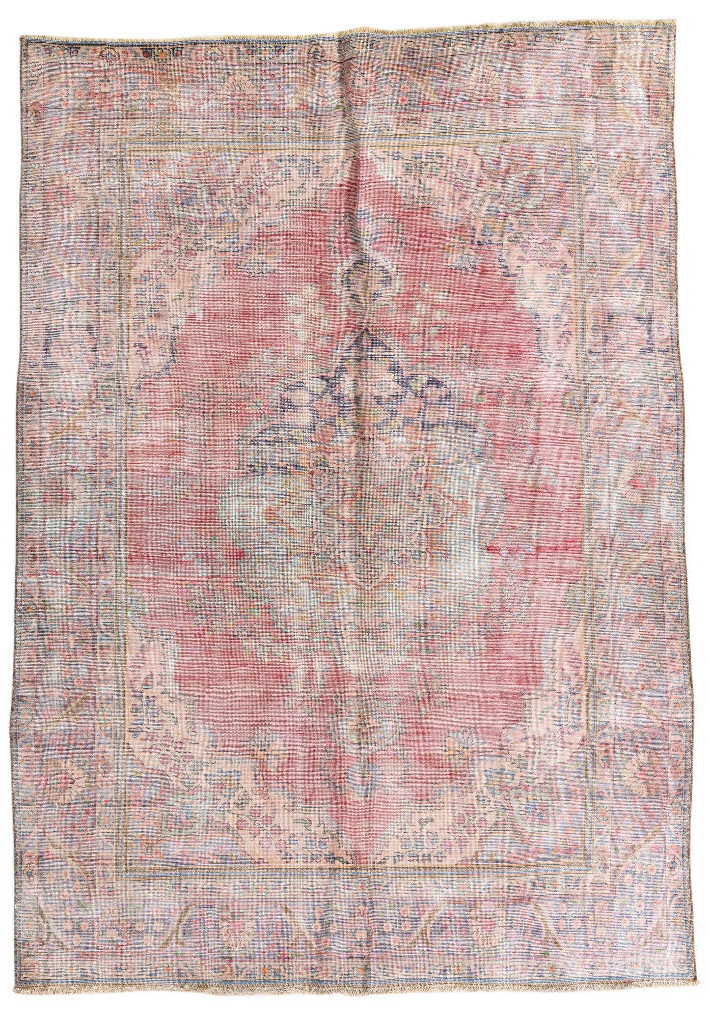 6' 7 x 9' 5 Hand Knotted Ultra Vintage Persian Wool Rug