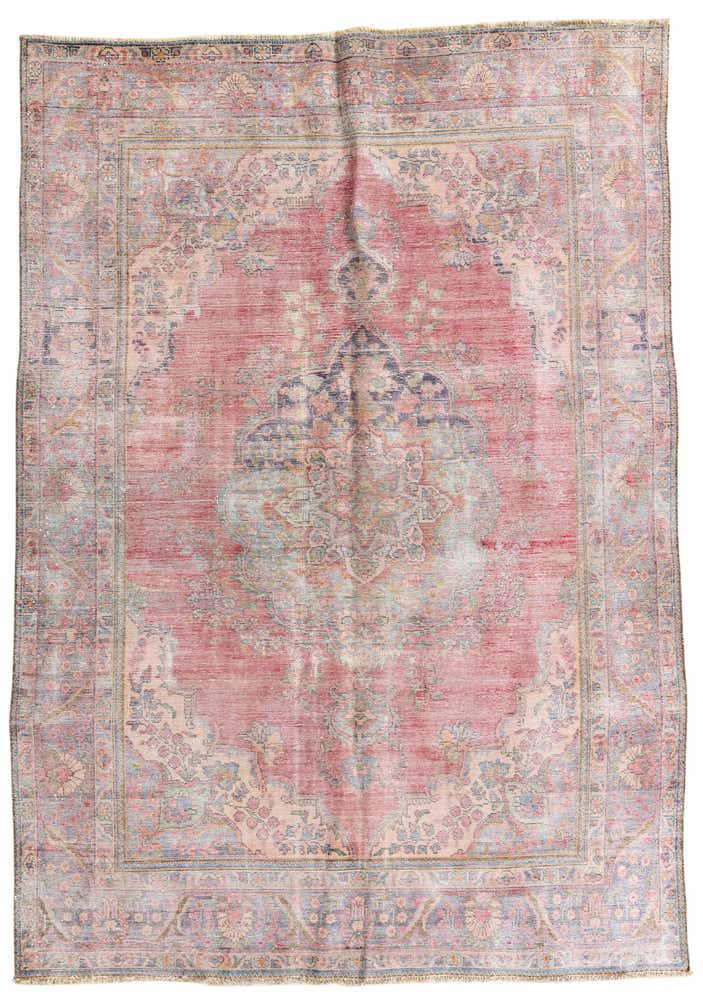6' 7 x 9' 5 Hand Knotted Ultra Vintage Persian Wool Rug