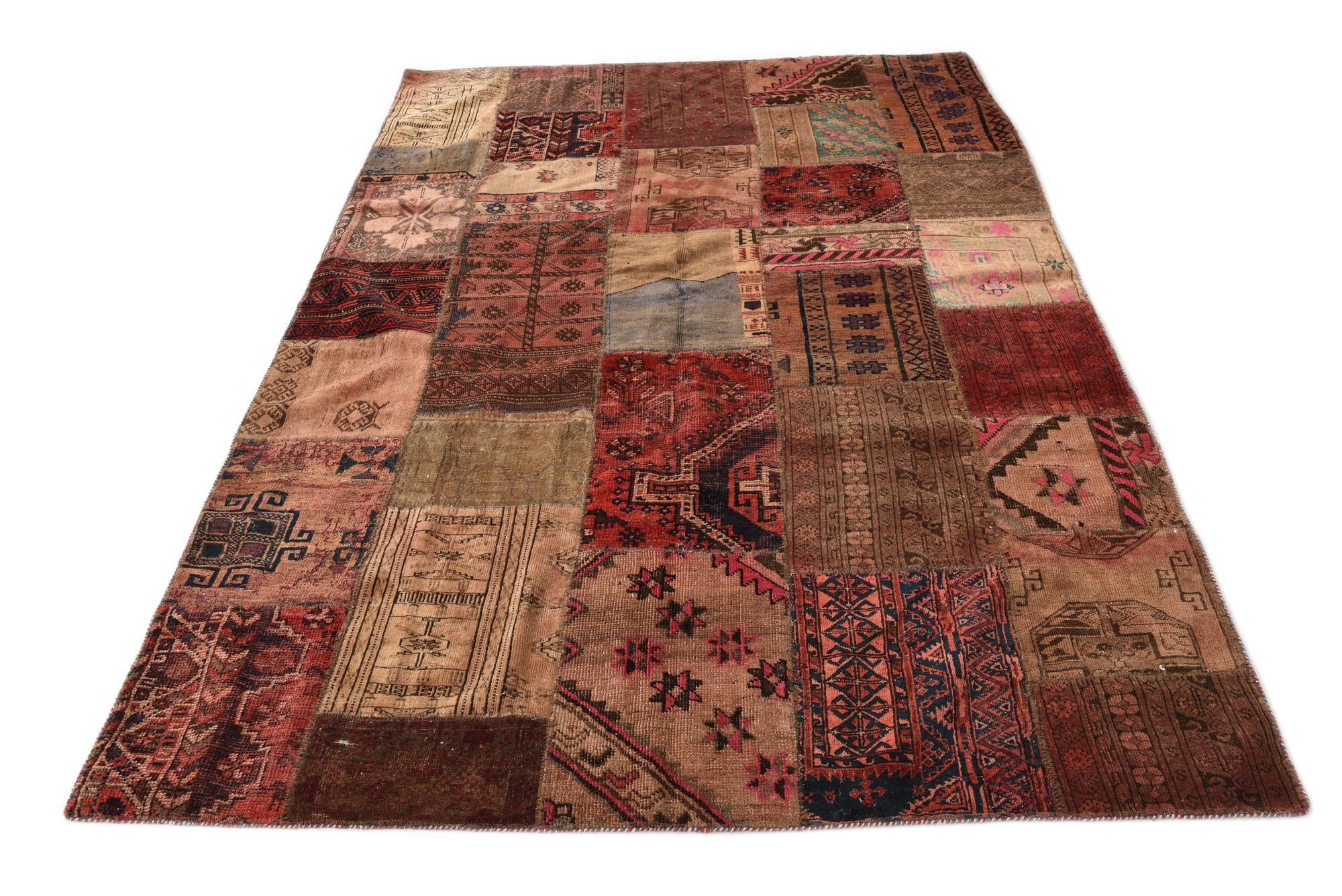 5' 7 x 8' Hand Knotted Ultra Vintage Persian Wool Rug