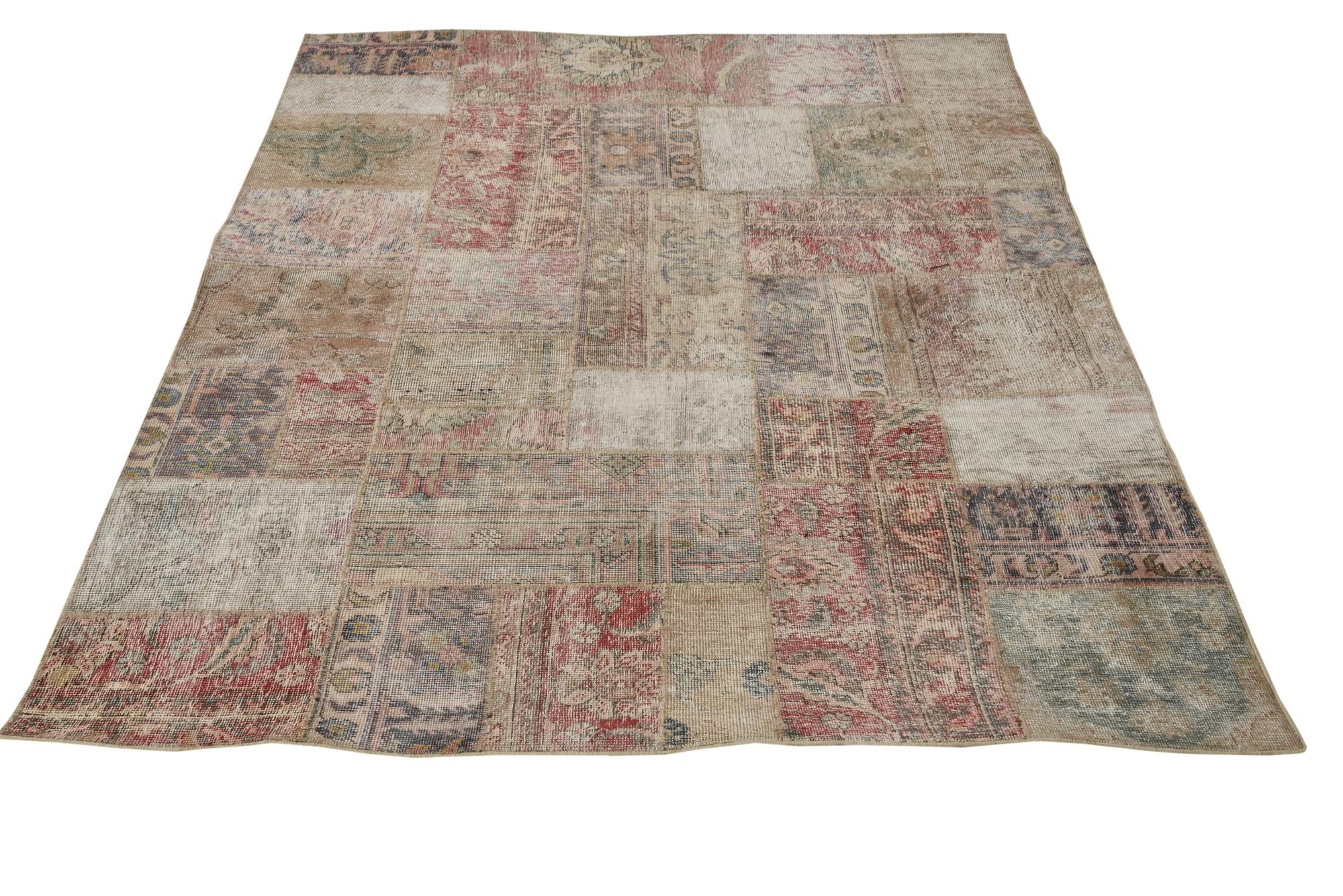 5' x 6' 7 Hand Knotted Ultra Vintage Persian Wool Rug