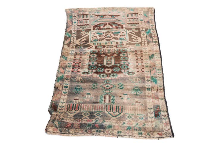 Detail image of 2' 5 x 4' Hand Knotted Ultra Vintage Persian Wool Rug