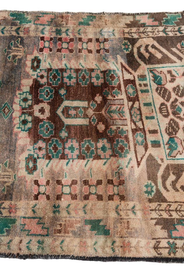Detail image of 2' 5 x 4' Hand Knotted Ultra Vintage Persian Wool Rug