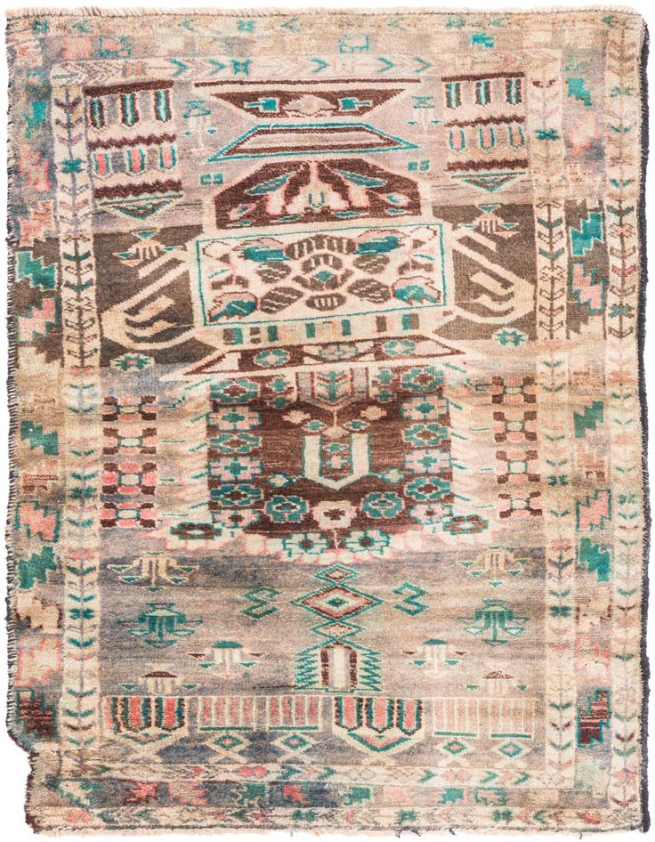 Detail image of 2' 5 x 4' Hand Knotted Ultra Vintage Persian Wool Rug