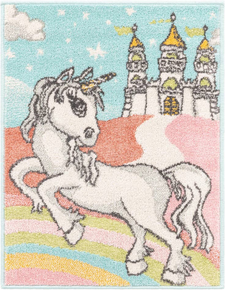 Detail image of 2' 2 x 3' Unicorn Whimsy Kids Rug