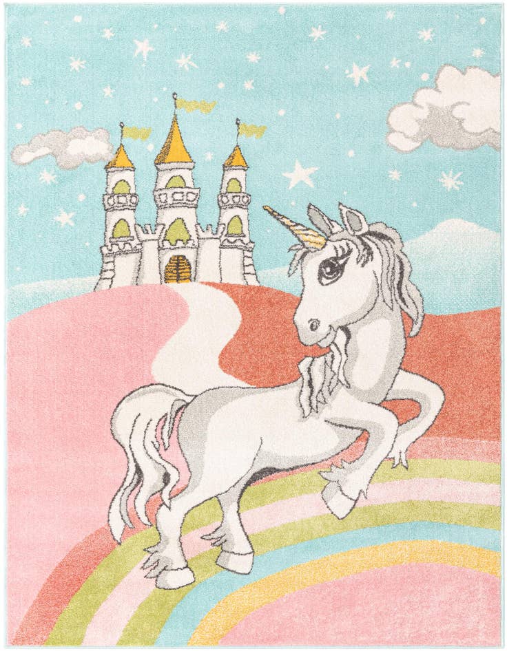 Detail image of 5' 3 x 8' Unicorn Whimsy Kids Rug