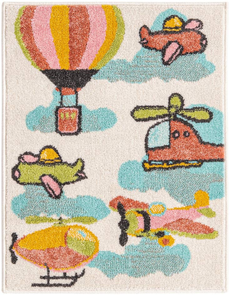 Detail image of 2' 2 x 3' Airplanes Whimsy Kids Rug
