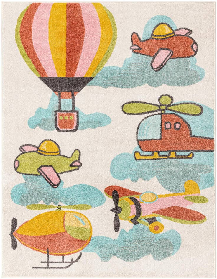 Detail image of 5' 3 x 8' Airplanes Whimsy Kids Rug