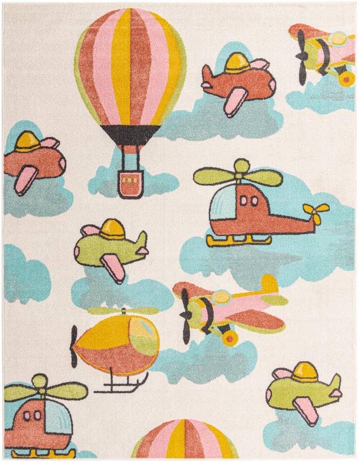 Detail image of 7' 10 x 10' Airplanes Whimsy Kids Rug