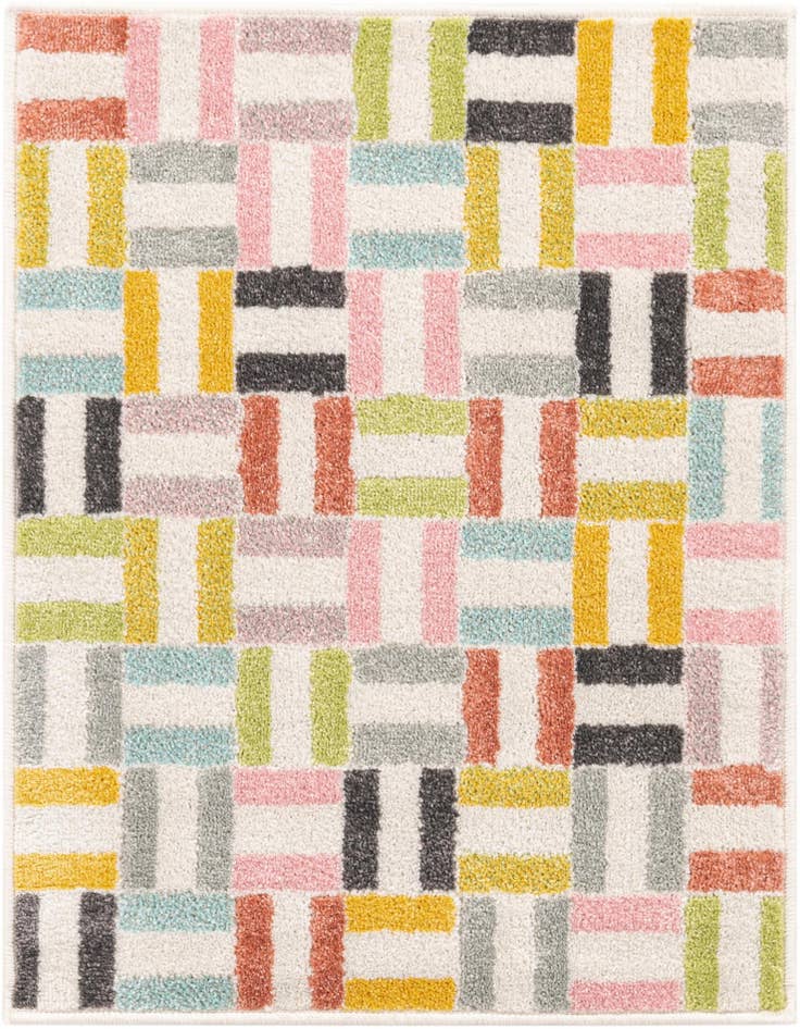Detail image of 2' 2 x 3' Checkered Whimsy Kids Rug