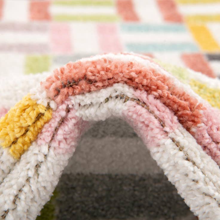 Detail image of 2' 2 x 3' Checkered Whimsy Kids Rug