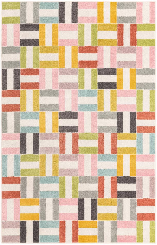 Detail image of 5' 3 x 8' Checkered Whimsy Kids Rug