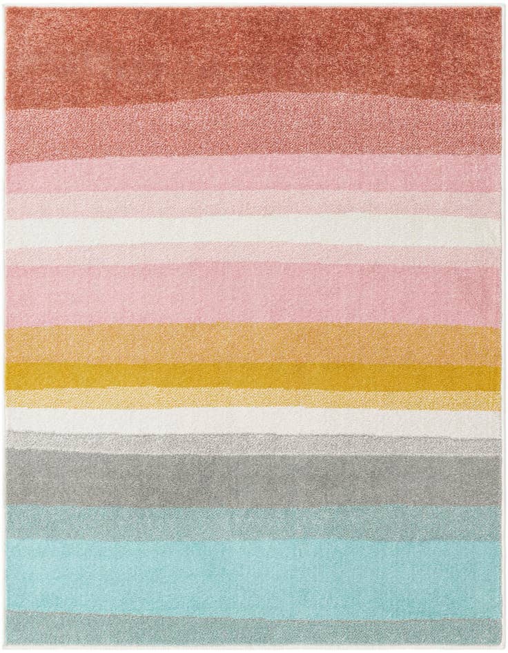 Detail image of 4' x 6' Rainbow Stripes Whimsy Kids Rug