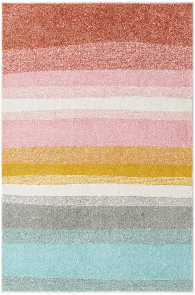 Detail image of 4' x 6' Rainbow Stripes Whimsy Kids Rug