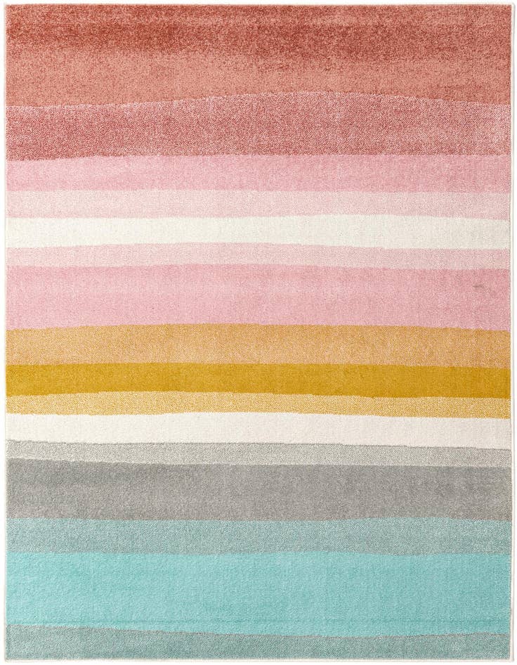 Detail image of 5' 3 x 8' Rainbow Stripes Whimsy Kids Rug