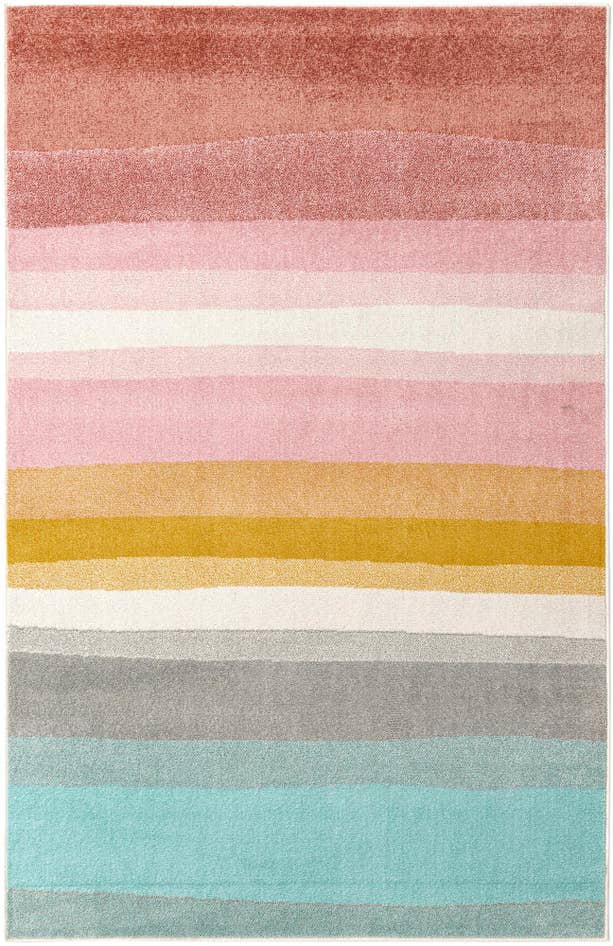 Detail image of 5' 3 x 8' Rainbow Stripes Whimsy Kids Rug