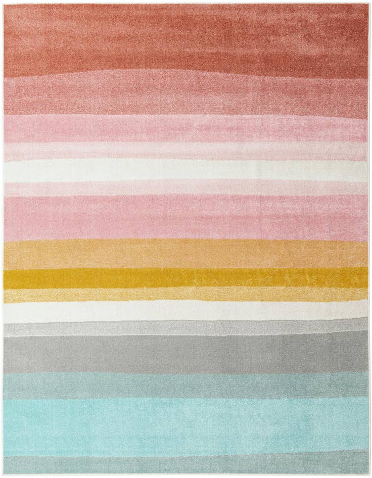 Detail image of 7' 10 x 10' Rainbow Stripes Whimsy Kids Rug