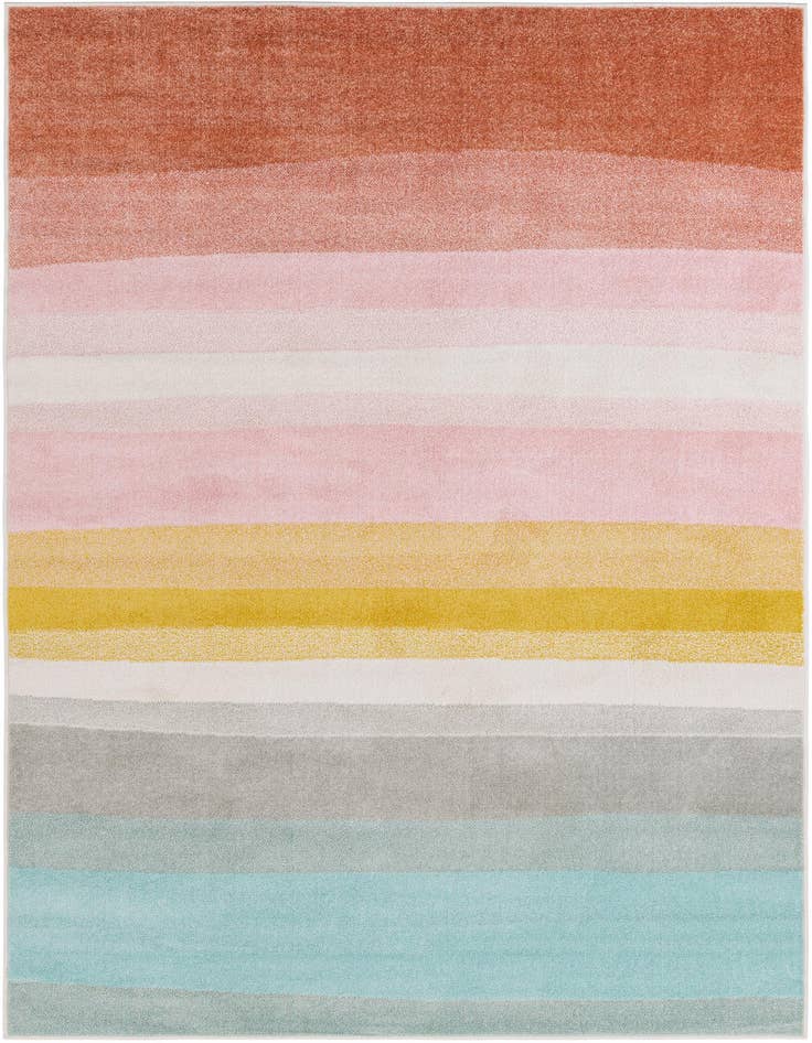 Detail image of 6' 1 x 9' Rainbow Stripes Whimsy Kids Rug