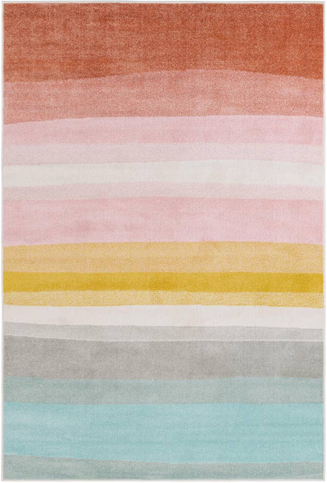 Detail image of 6' 1 x 9' Rainbow Stripes Whimsy Kids Rug