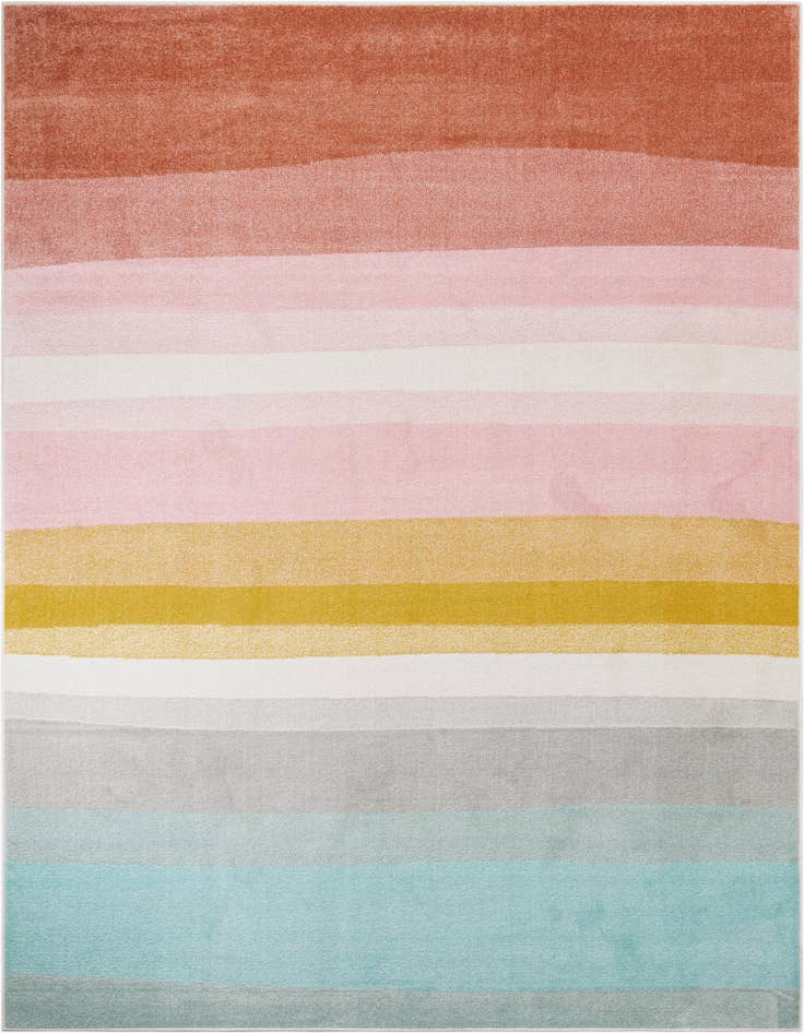 Detail image of 9' x 12' Rainbow Stripes Whimsy Kids Rug