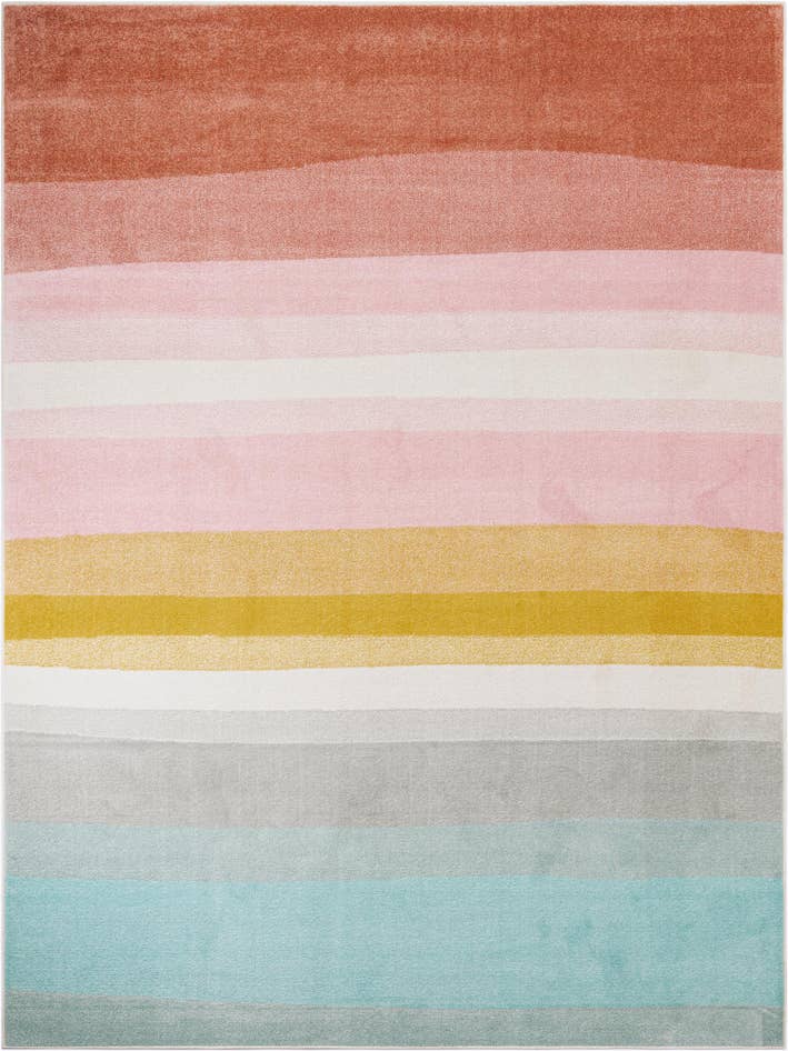 Detail image of 9' x 12' Rainbow Stripes Whimsy Kids Rug