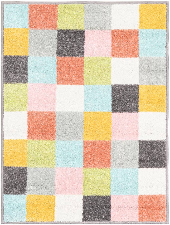 Detail image of 2' 2 x 2' 11 Checkered Whimsy Kids Rug