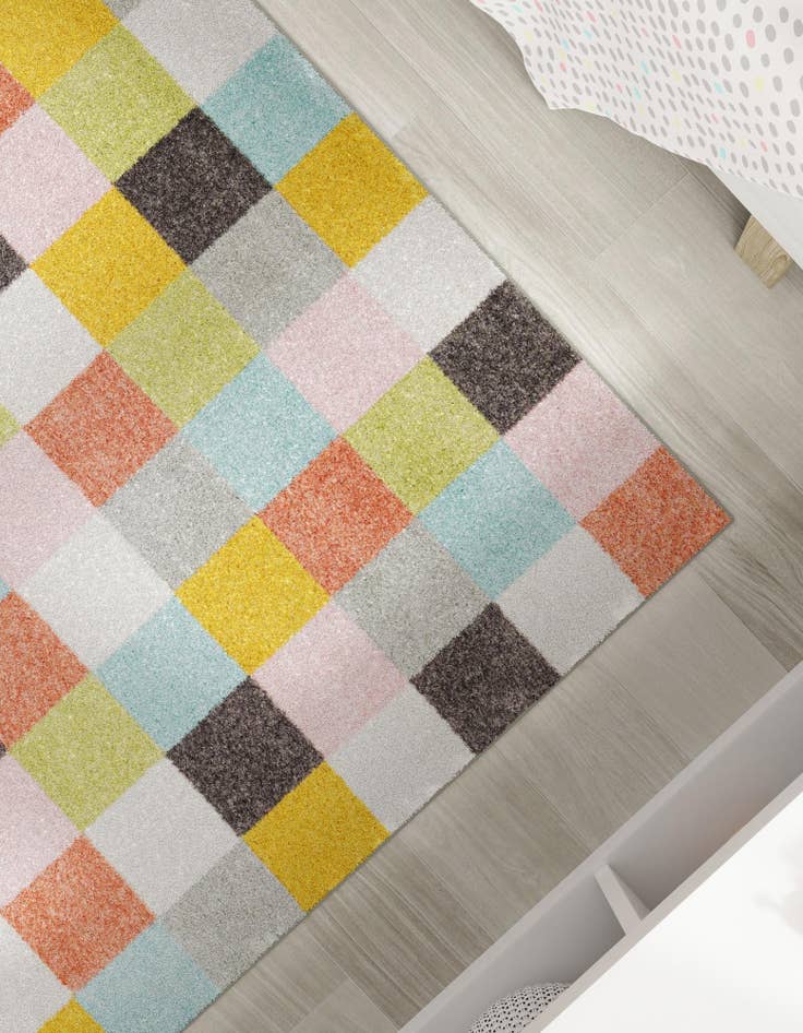Detail image of 2' 2 x 2' 11 Checkered Whimsy Kids Rug