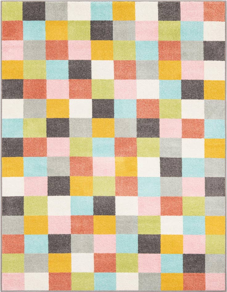 Detail image of 5' 3 x 8' Checkered Whimsy Kids Rug