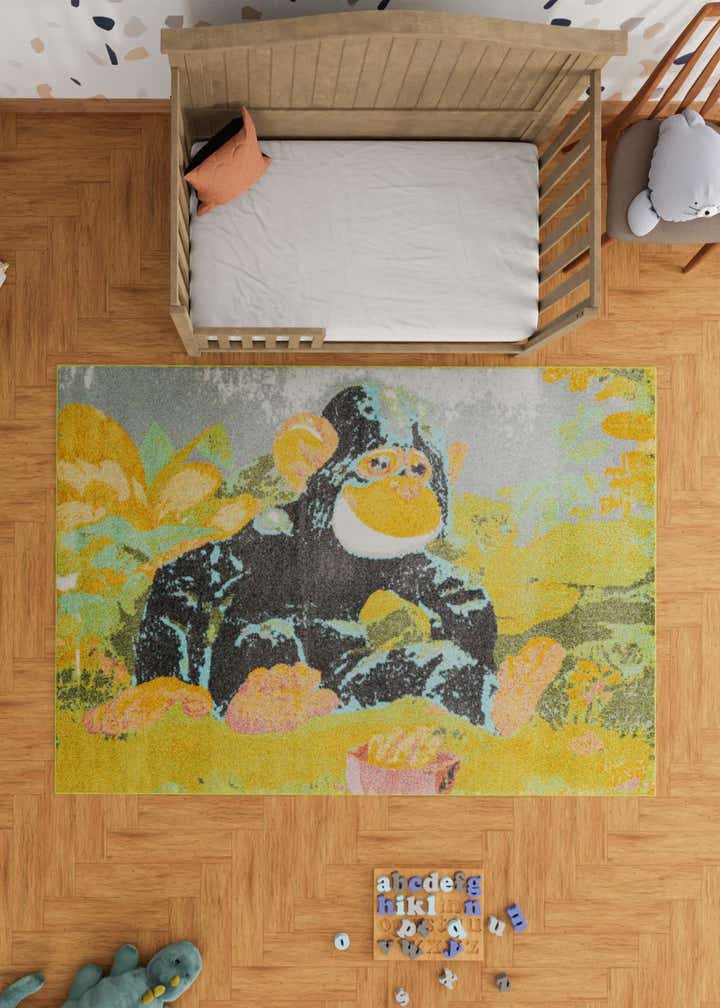 5' 3 x 8' Gorilla Whimsy Kids Rug