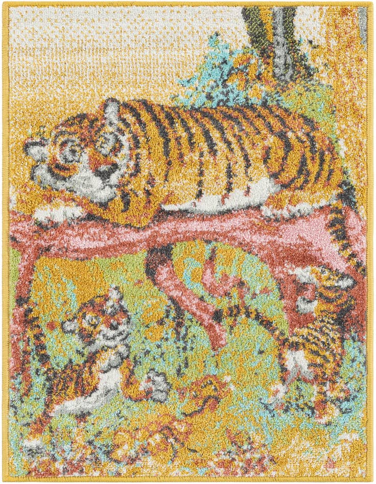 Detail image of 2' 2 x 3' 1 Tiger Whimsy Kids Rug