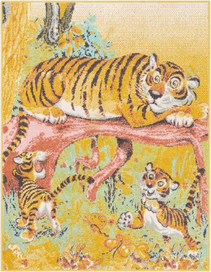 Detail image of 4' 1 x 6' 1 Tiger Whimsy Kids Rug