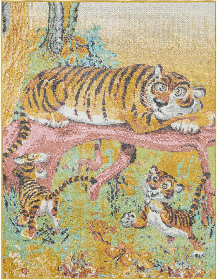 Detail image of 5' 3 x 8' Tiger Whimsy Kids Rug