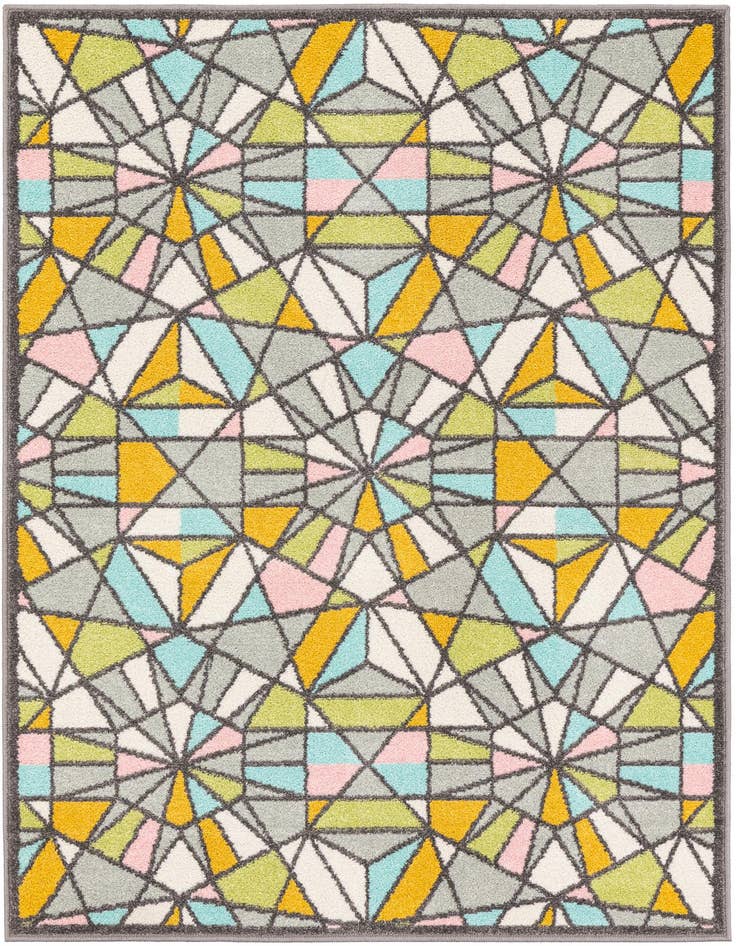 Detail image of 4' 1 x 6' 1 Stained Glass Whimsy Kids Rug