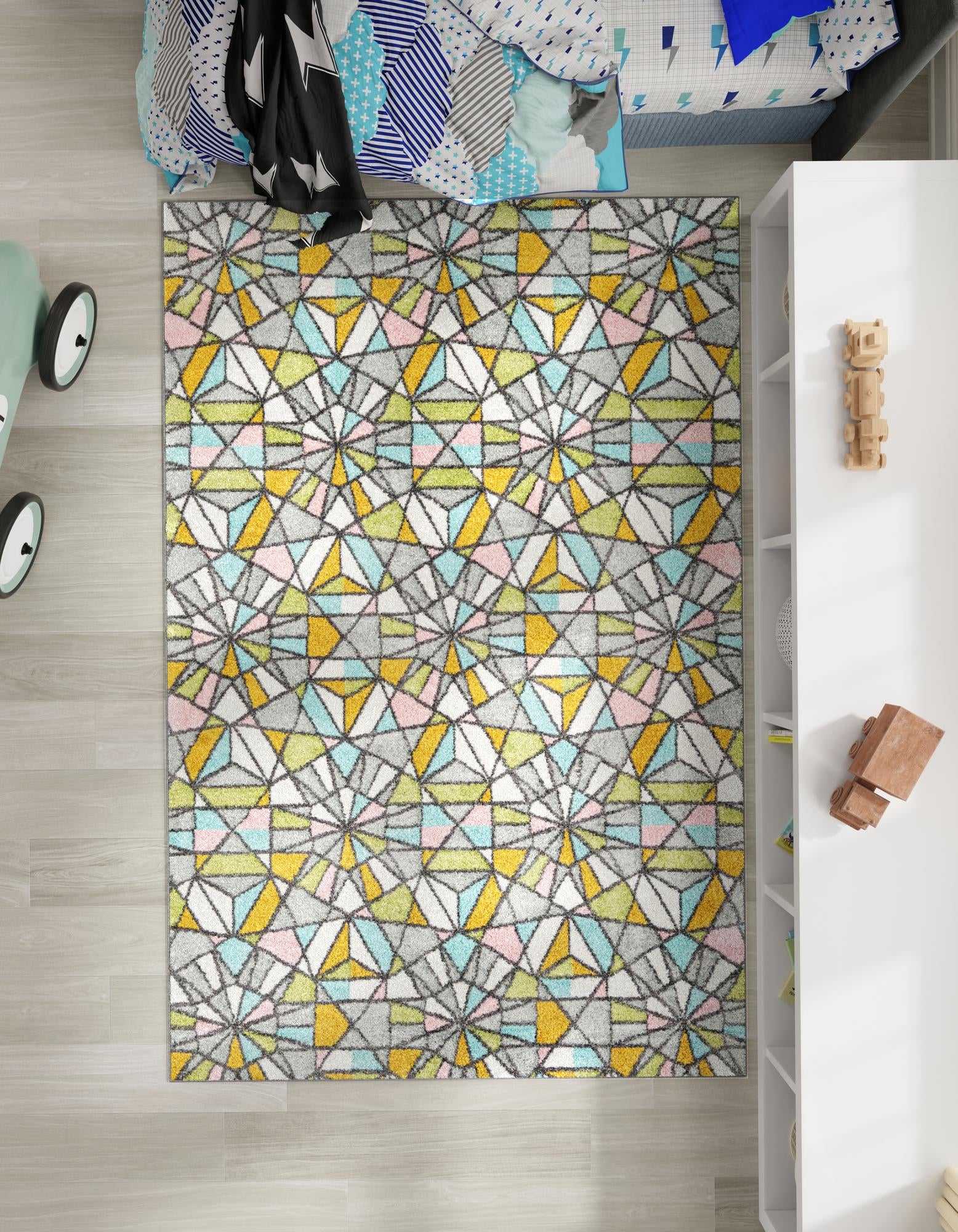 7' 10 x 10' Stained Glass Whimsy Kids Rug