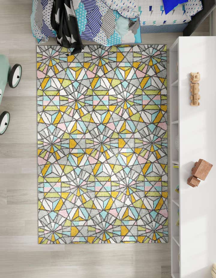 7' 10 x 10' Stained Glass Whimsy Kids Rug