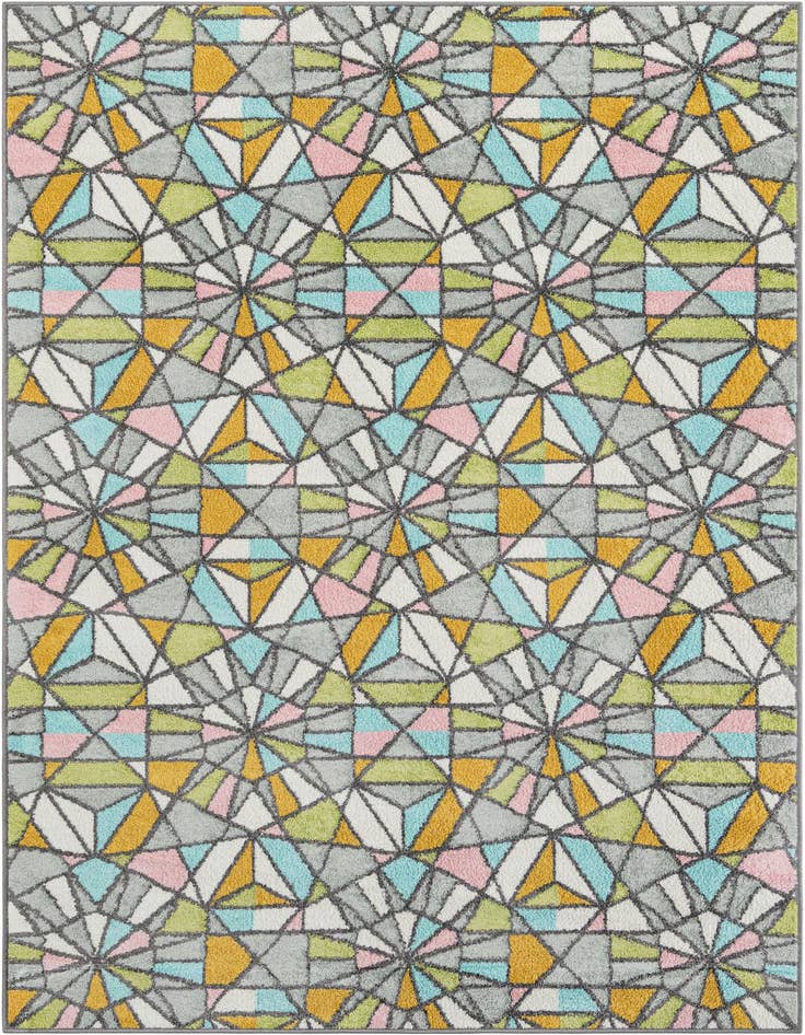 Detail image of 5' 3 x 8' Stained Glass Whimsy Kids Rug