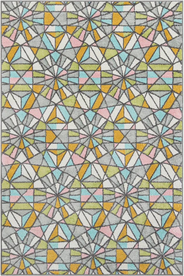 Detail image of 5' 3 x 8' Stained Glass Whimsy Kids Rug