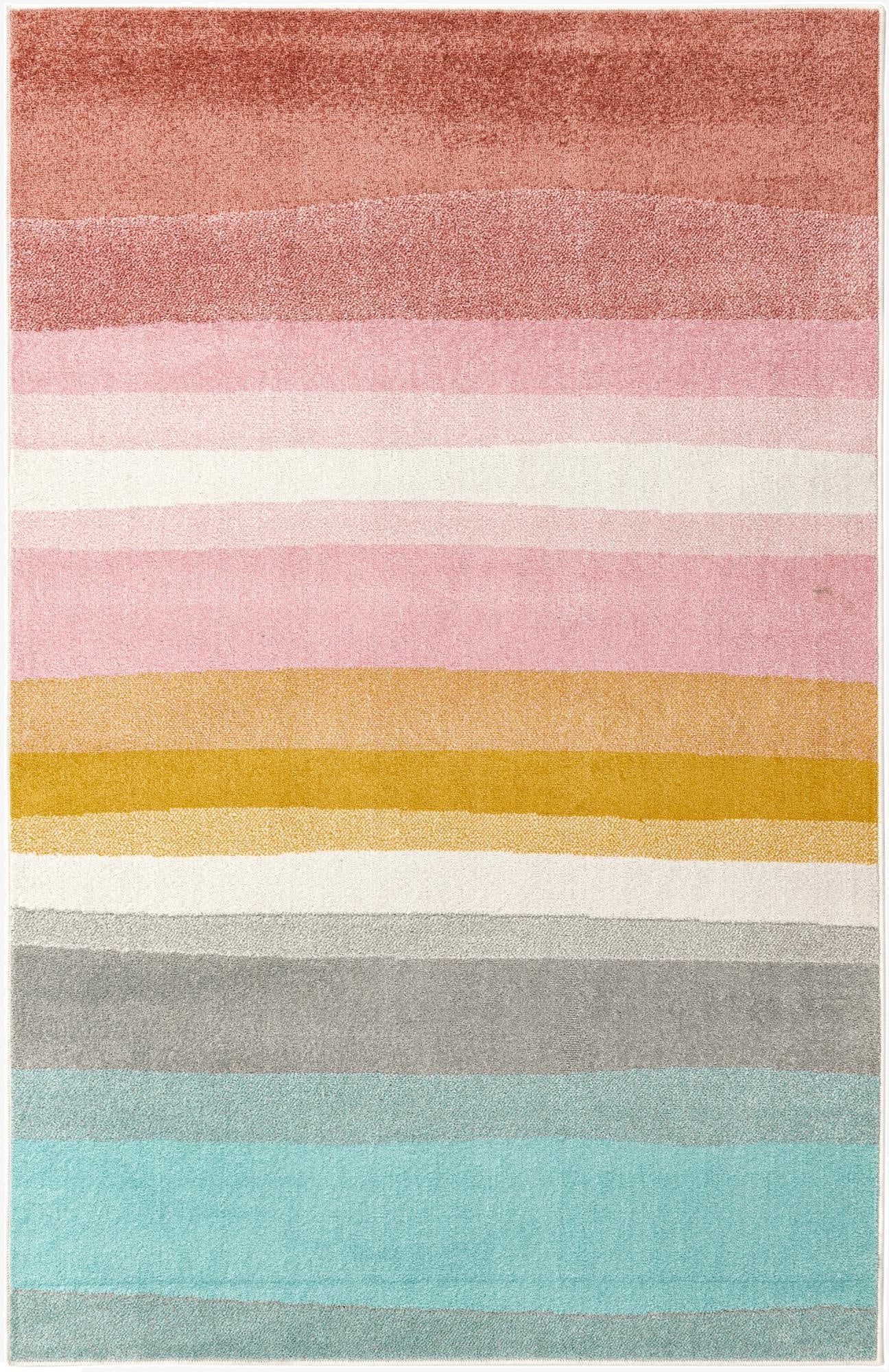 5' 3 x 8' Rainbow Stripes Whimsy Kids Rug