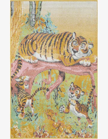 5' 3 x 8' Tiger Whimsy Kids Rug