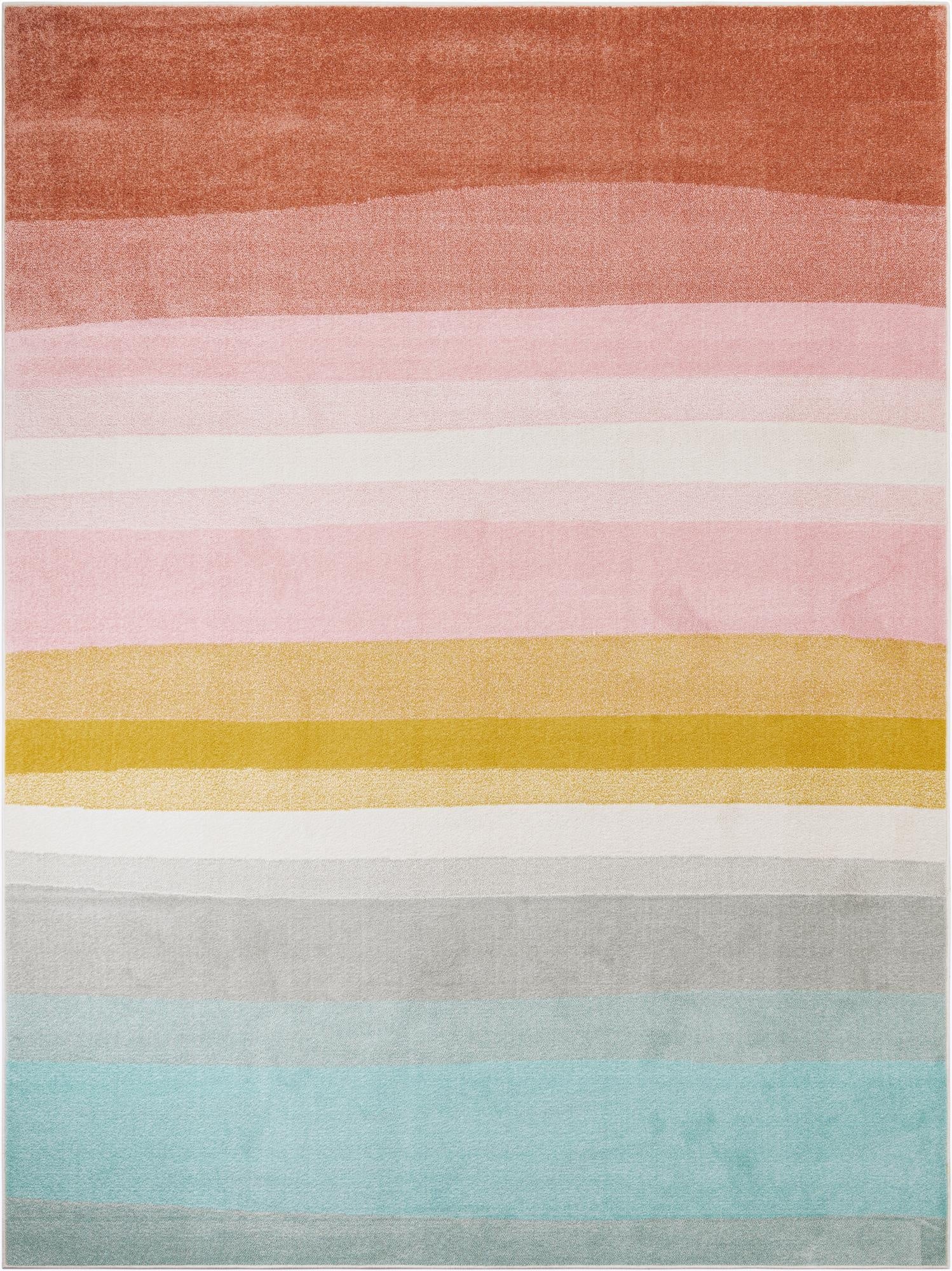 9' x 12' Rainbow Stripes Whimsy Kids Rug
