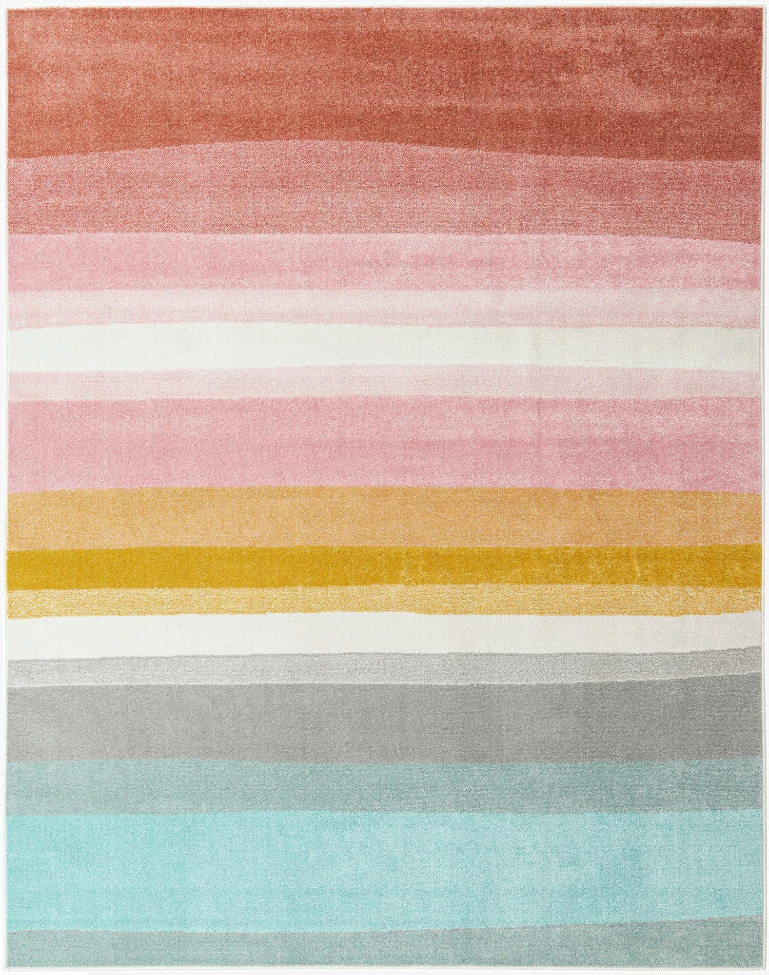 7' 10 x 10' Rainbow Stripes Whimsy Kids Rug